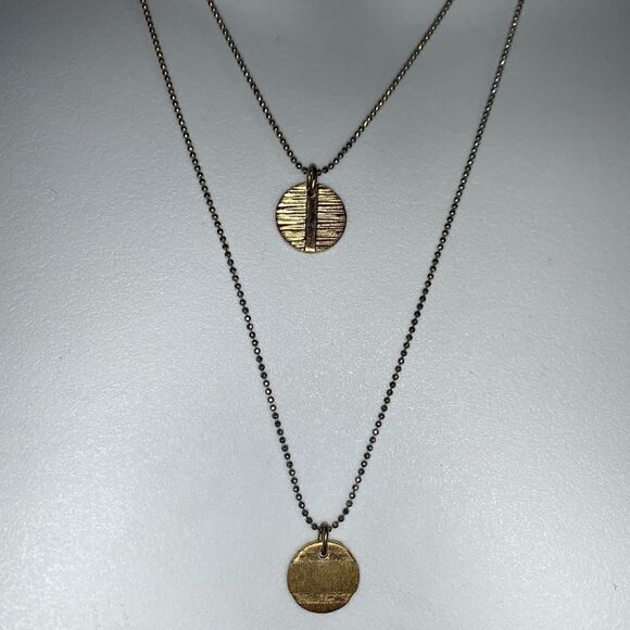 Double silver chain with 2 Gold Pendants - Picture 2 of 4